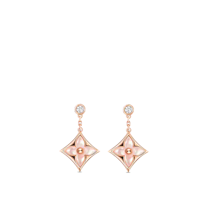 [Regal Jewels]DOUBLE STAR PINK GOLD MOP DROP EARRINGS