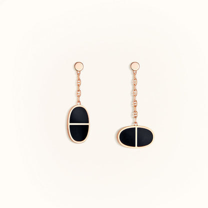 [Regal Jewels]CHAINE VERSO BLACK CERAMIC EARRINGS