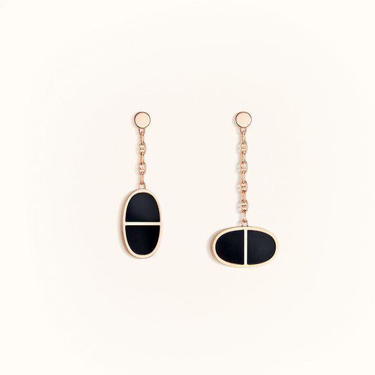 [Regal Jewels]CHAINE VERSO BLACK CERAMIC EARRINGS