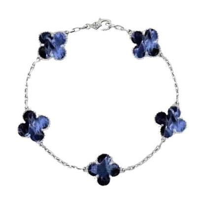 [Regal Jewels]CLOVER 5 MOTIF PIETERSITE SILVER BRACELET