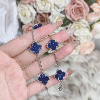 [Regal Jewels]CLOVER 5 MOTIF PIETERSITE SILVER BRACELET