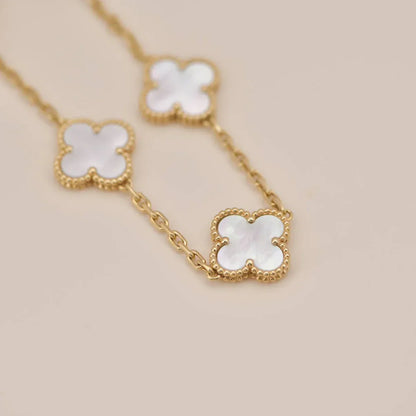 [Regal Jewels]CLOVER WHITE PEARL MOP 5 MOTIF BRACELET COLLECTION
