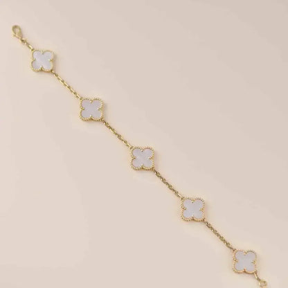 [Regal Jewels]CLOVER WHITE PEARL MOP 5 MOTIF BRACELET COLLECTION
