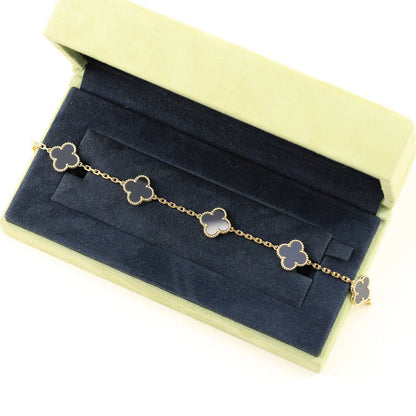 [Regal Jewels]CLOVER  5 MOTIFS BLACK ONYX BRACELET