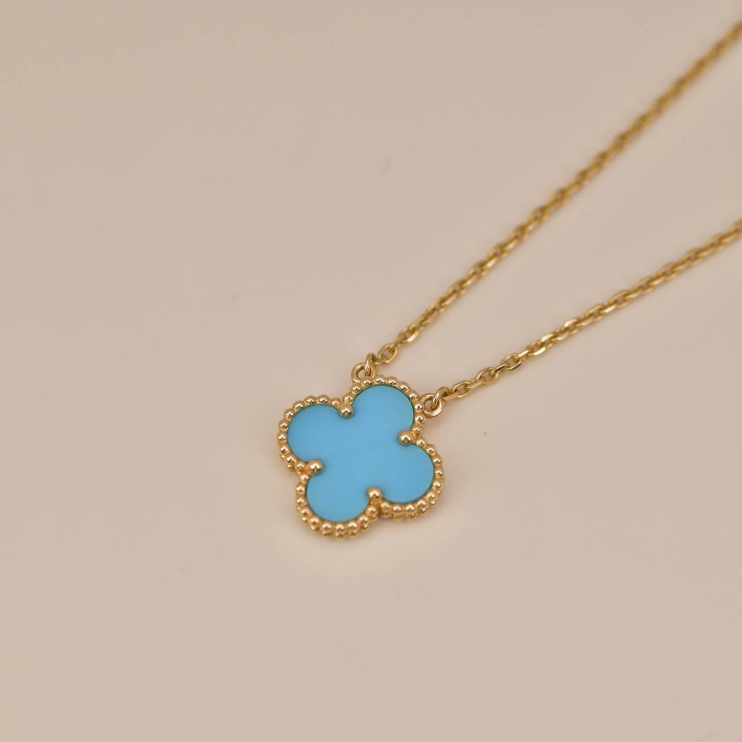 [Regal Jewels]CLOVER 15MM VINTAGE TURQUOISE NECKLACE