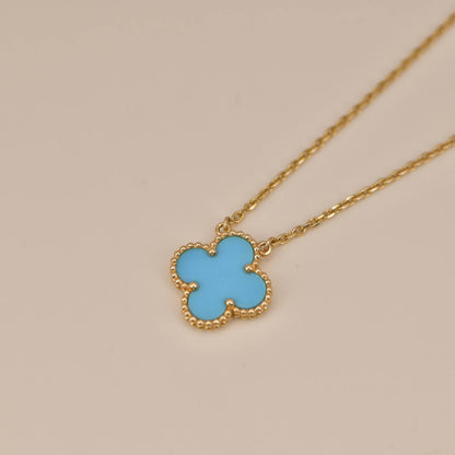 [Regal Jewels]CLOVER 15MM VINTAGE TURQUOISE NECKLACE