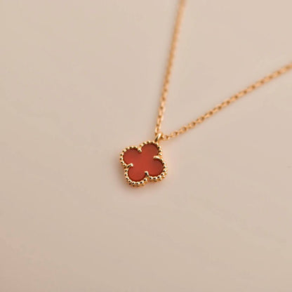 [Regal Jewels]CLOVER MINI 9.5MM WHITE CARNELIANS NECKLACE
