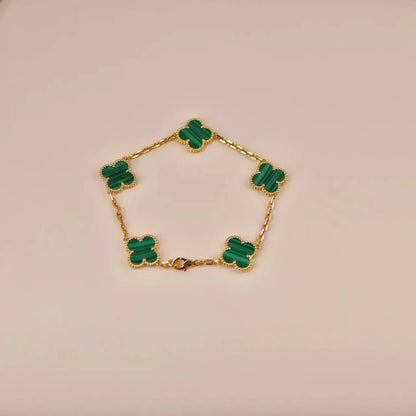[Regal Jewels]CLOVER 5 MOTIF MALACHITE BRACELET COLLECTION
