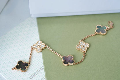 [Regal Jewels]CLOVER 5 MOTIF GRAY MOP BRACELET COLLECTION