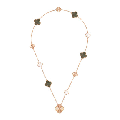 [Regal Jewels]DETACHABLE CLOVER 15(11+4) FLOWER ROSE GOLD NECKLACE SET