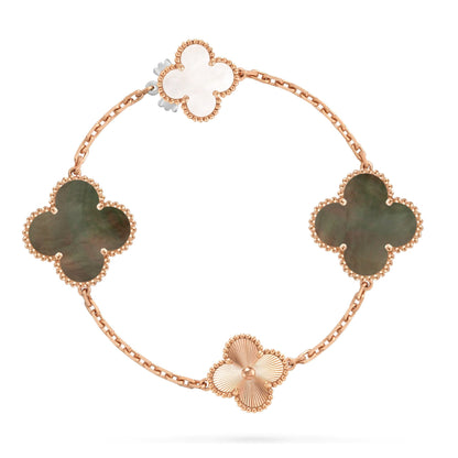 [Regal Jewels]DETACHABLE CLOVER 15(11+4) FLOWER ROSE GOLD NECKLACE SET
