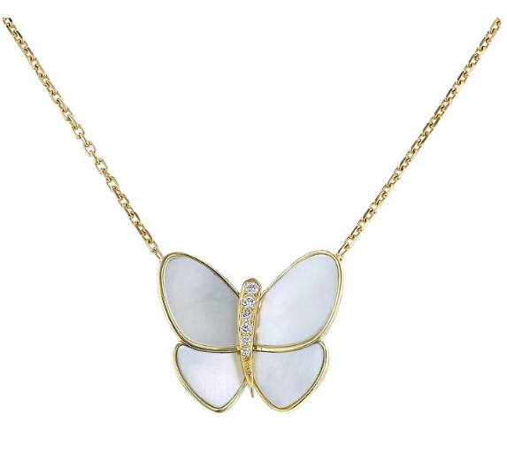 [Regal Jewels]BUTTERFLY GOLD MOP DIAMOND NECKLACE