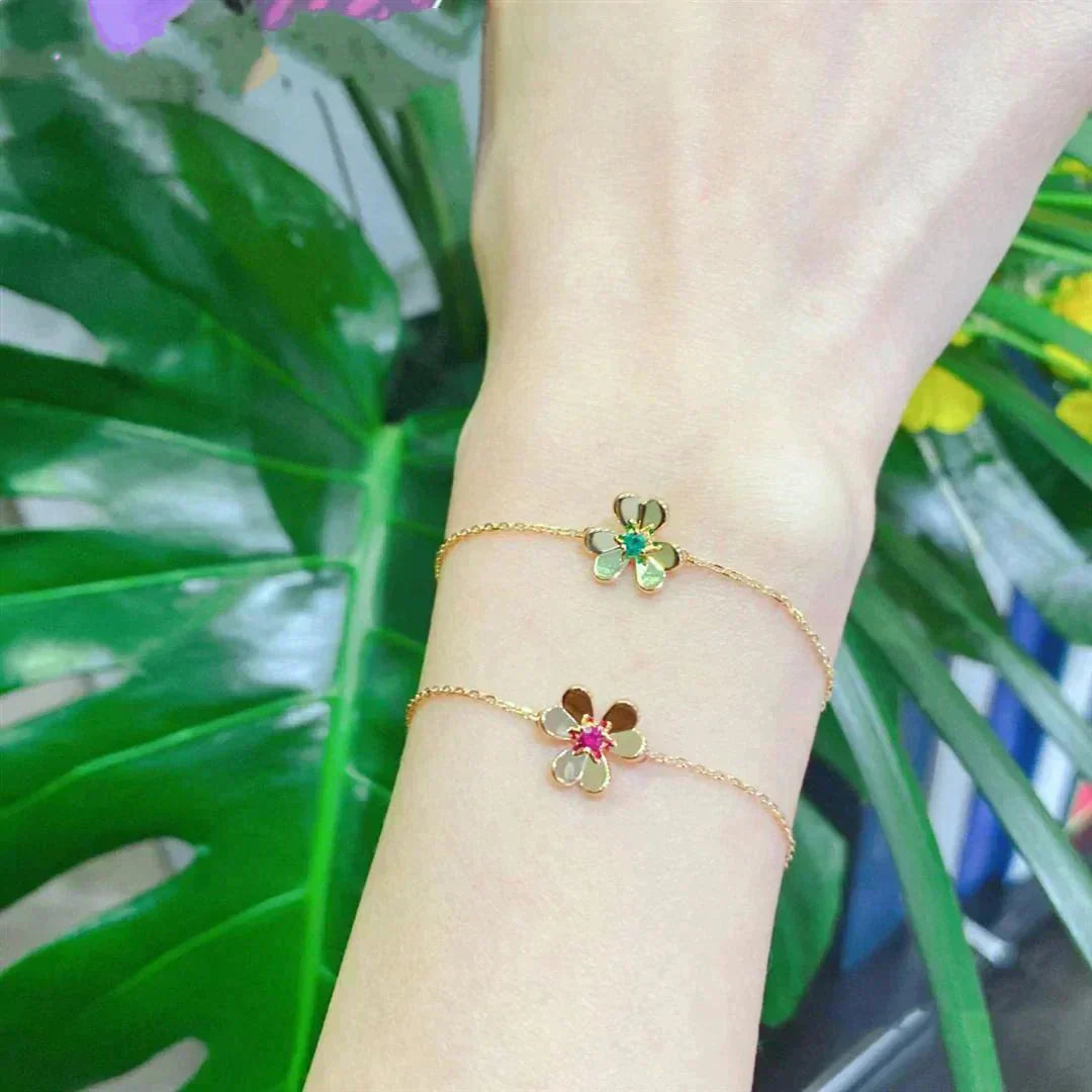 [Regal Jewels]FRIVOLE GOLD FLOWER PINK MALACHITE BRACELET