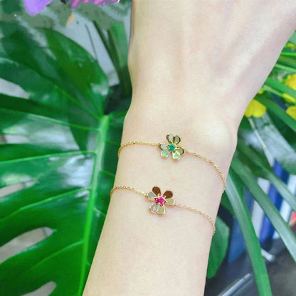 [Regal Jewels]FRIVOLE GOLD FLOWER PINK MALACHITE BRACELET