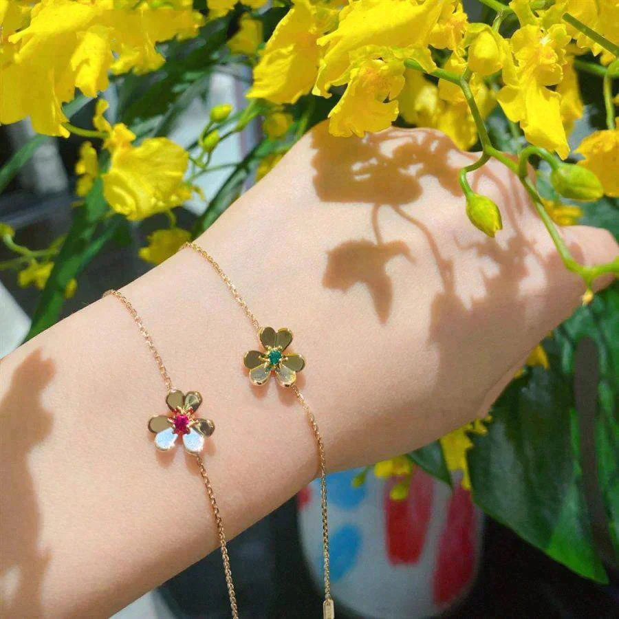 [Regal Jewels]FRIVOLE GOLD FLOWER PINK MALACHITE BRACELET
