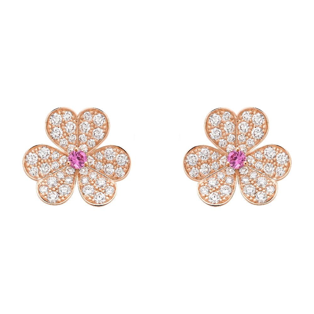 [Regal Jewels]FRIVOLE PINK GOLD FLOWER DIAMOND EARRINGS