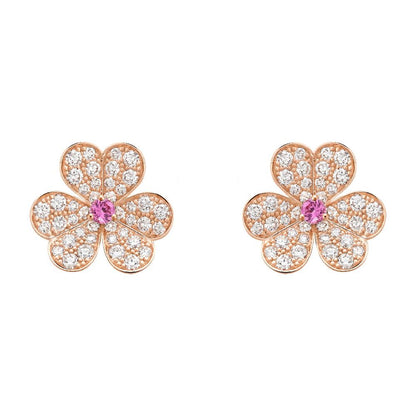 [Regal Jewels]FRIVOLE PINK GOLD FLOWER DIAMOND EARRINGS
