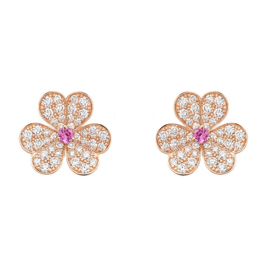 [Regal Jewels]FRIVOLE PINK GOLD FLOWER DIAMOND EARRINGS