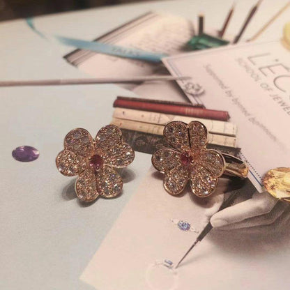 [Regal Jewels]FRIVOLE PINK GOLD FLOWER DIAMOND EARRINGS