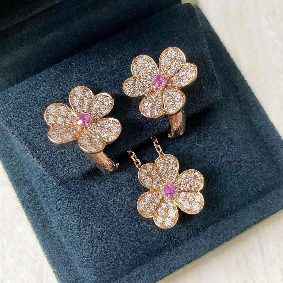 [Regal Jewels]FRIVOLE ROSE GOLD FLOWER DIAMOND NECKLACE