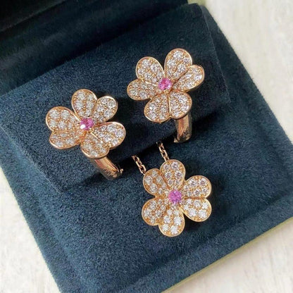 [Regal Jewels]FRIVOLE ROSE GOLD FLOWER DIAMOND NECKLACE
