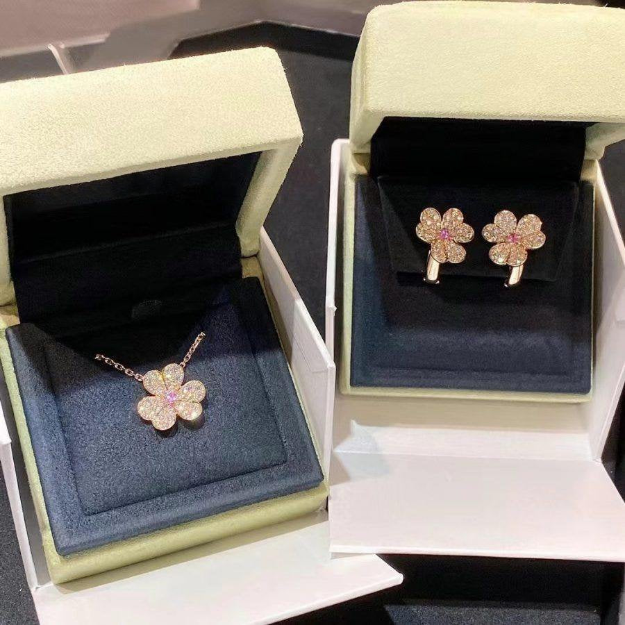 [Regal Jewels]FRIVOLE PINK GOLD FLOWER DIAMOND EARRINGS