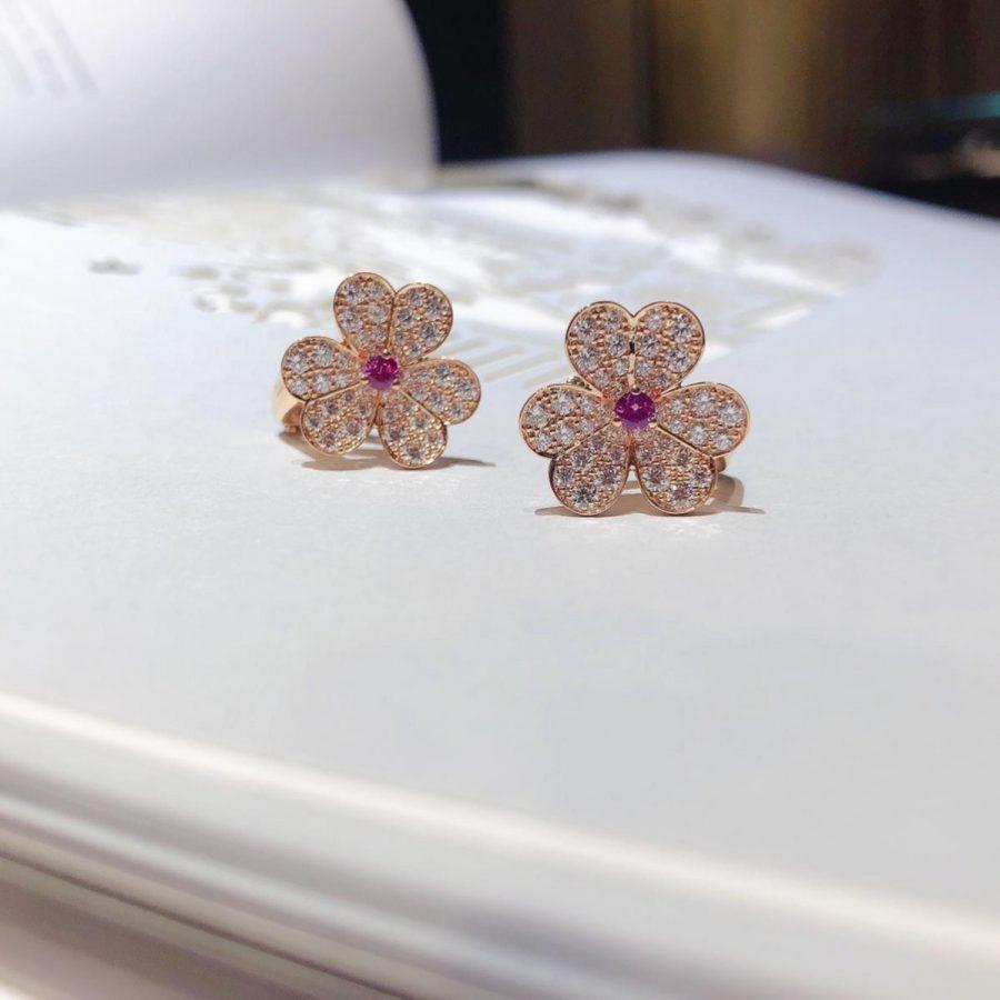 [Regal Jewels]FRIVOLE PINK GOLD FLOWER DIAMOND EARRINGS
