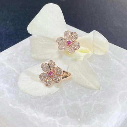 [Regal Jewels]FRIVOLE PINK GOLD FLOWER DIAMOND EARRINGS