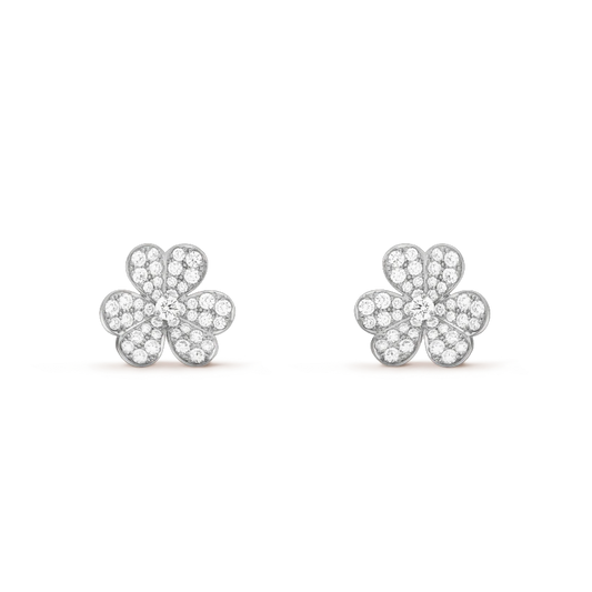 [Regal Jewels]FRIVOLE SILVER FLOWER DIAMOND EARRINGS