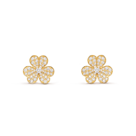 [Regal Jewels]FRIVOLE GOLD FLOWER DIAMOND EARRINGS