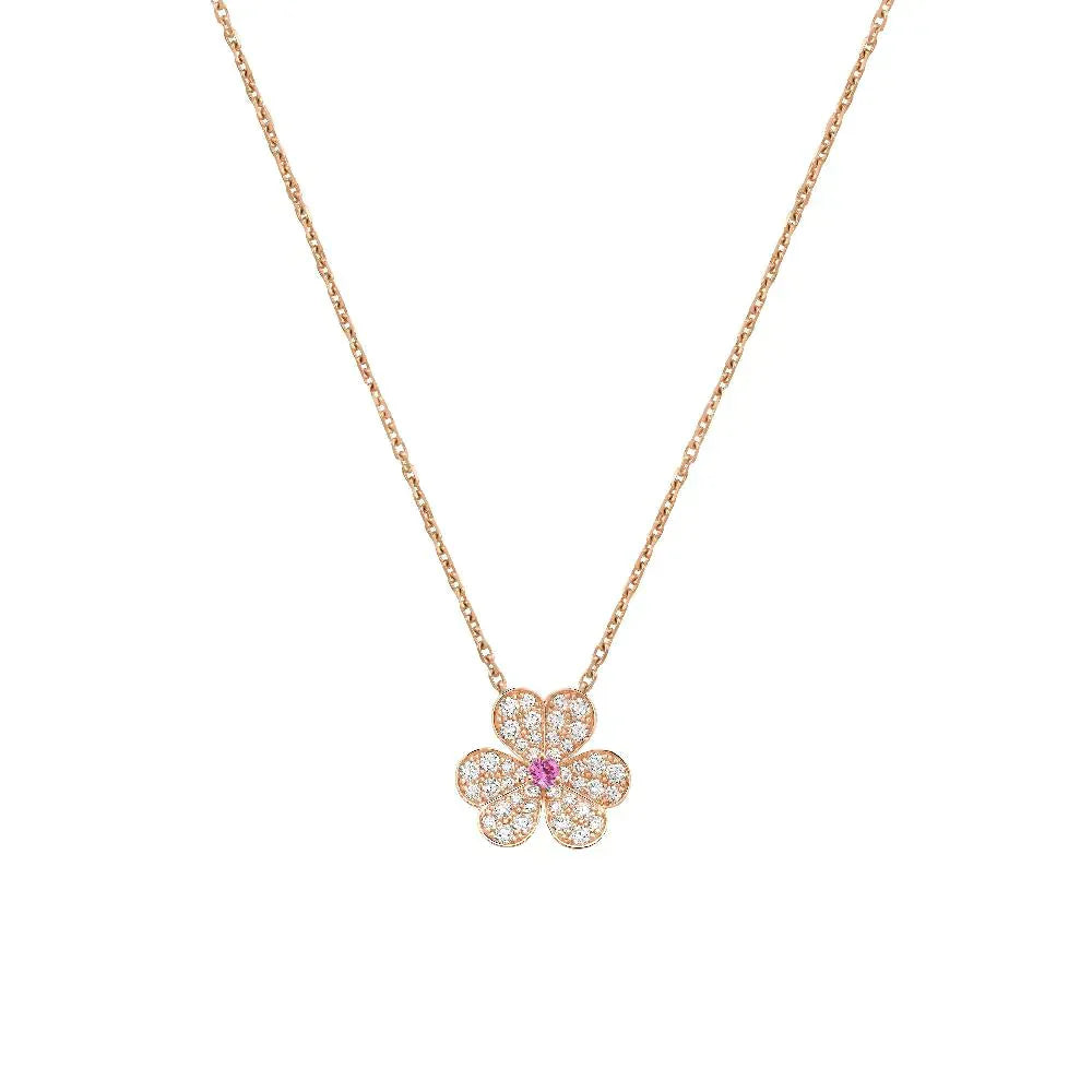 [Regal Jewels]FRIVOLE ROSE GOLD FLOWER DIAMOND NECKLACE