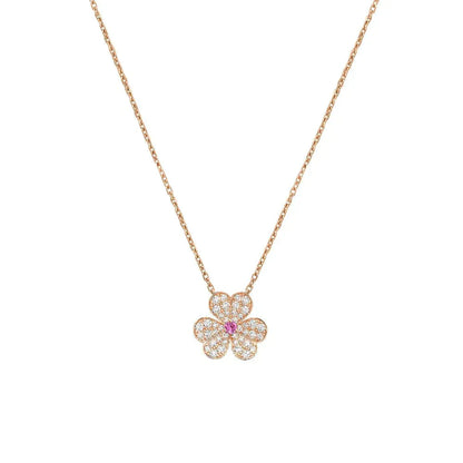 [Regal Jewels]FRIVOLE ROSE GOLD FLOWER DIAMOND NECKLACE