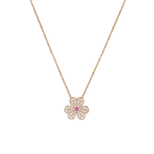 [Regal Jewels]FRIVOLE ROSE GOLD FLOWER DIAMOND NECKLACE