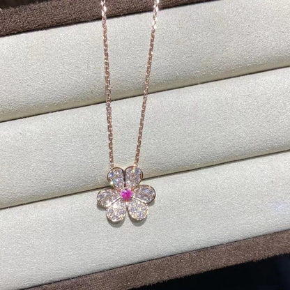 [Regal Jewels]FRIVOLE ROSE GOLD FLOWER DIAMOND NECKLACE