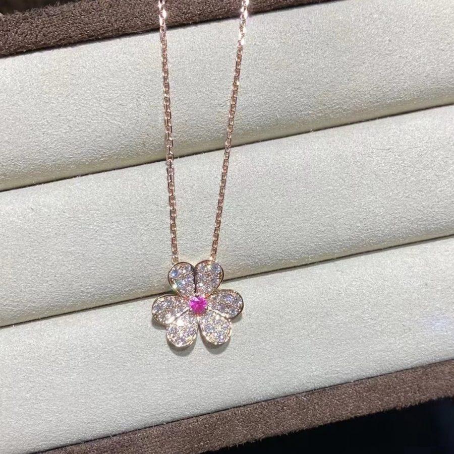 [Regal Jewels]FRIVOLE ROSE GOLD FLOWER DIAMOND NECKLACE