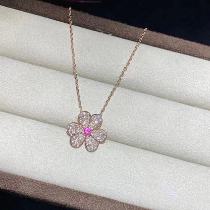 [Regal Jewels]FRIVOLE ROSE GOLD FLOWER DIAMOND NECKLACE
