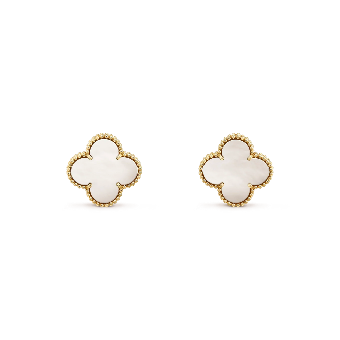 [Regal Jewels]CLOVER MEDIUM 1 MOTIFS  WHITE MOP STUD EARRINGS