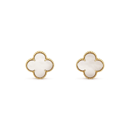 [Regal Jewels]CLOVER MEDIUM 1 MOTIFS  WHITE MOP STUD EARRINGS