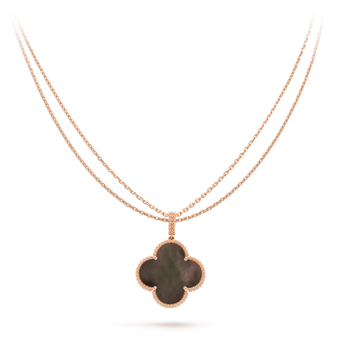 [Regal Jewels]CLOVER 25MM GOLD DARK MOP BIG CLOVER NECKLACE