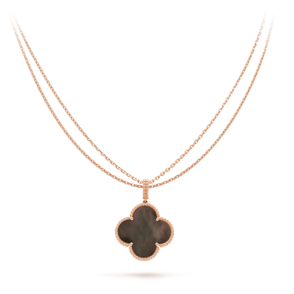 [Regal Jewels]CLOVER 25MM GOLD DARK MOP BIG CLOVER NECKLACE