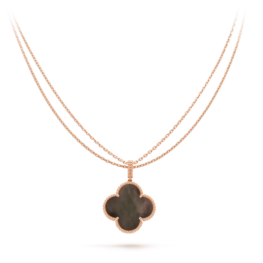 [Regal Jewels]CLOVER 25MM GOLD DARK MOP BIG CLOVER NECKLACE