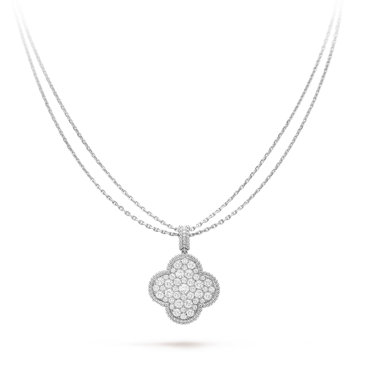 [Regal Jewels]CLOVER 25MM SILVER FULL DIAMOND BIG CLOVER NECKLACE