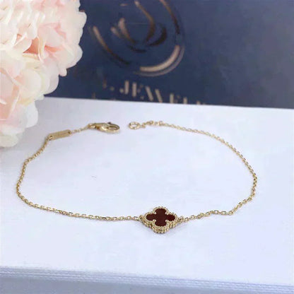 [Regal Jewels]CLOVER  CARNELIAN SINGLE FLOWER BRACELET