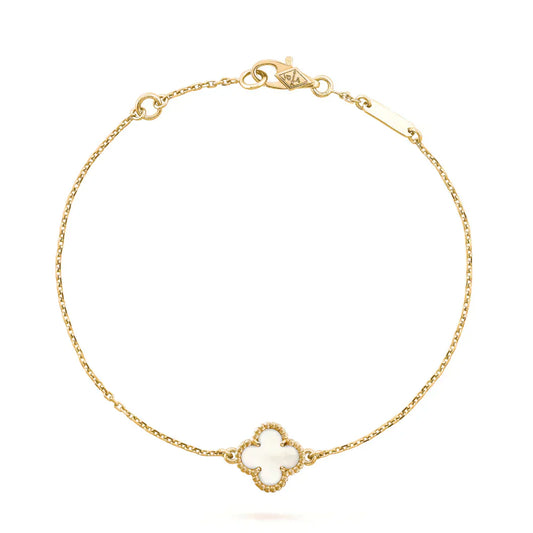 [Regal Jewels]CLOVER WHITE MOP SINGLE FLOWER BRACELET