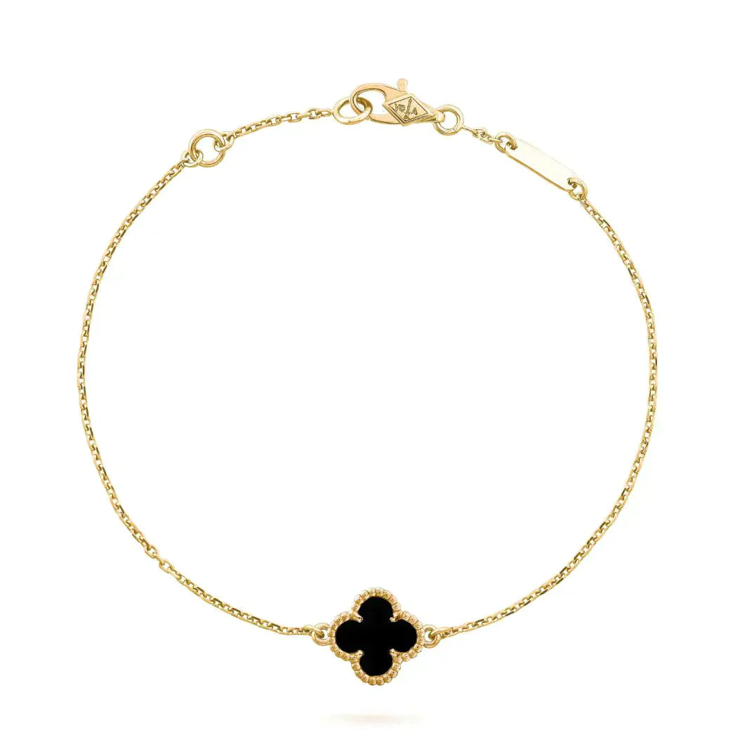 [Regal Jewels]CLOVER ONYX SINGLE FLOWER BRACELET
