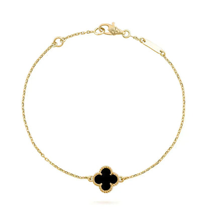 [Regal Jewels]CLOVER ONYX SINGLE FLOWER BRACELET