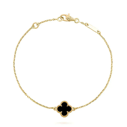 [Regal Jewels]CLOVER ONYX SINGLE FLOWER BRACELET