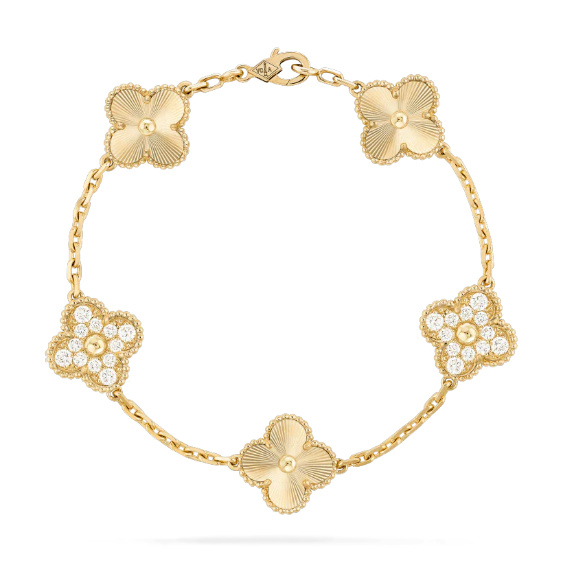 [Regal Jewels]CLOVER BRACELET 5 MOTIFS GOLD DIAMOND