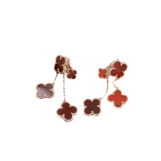 [Regal Jewels]CLOVER EARRINGS CARNELIAN 4 MOTIFS PINK GOLD