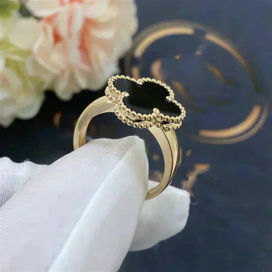 [Regal Jewels]CLOVER ONYX RING